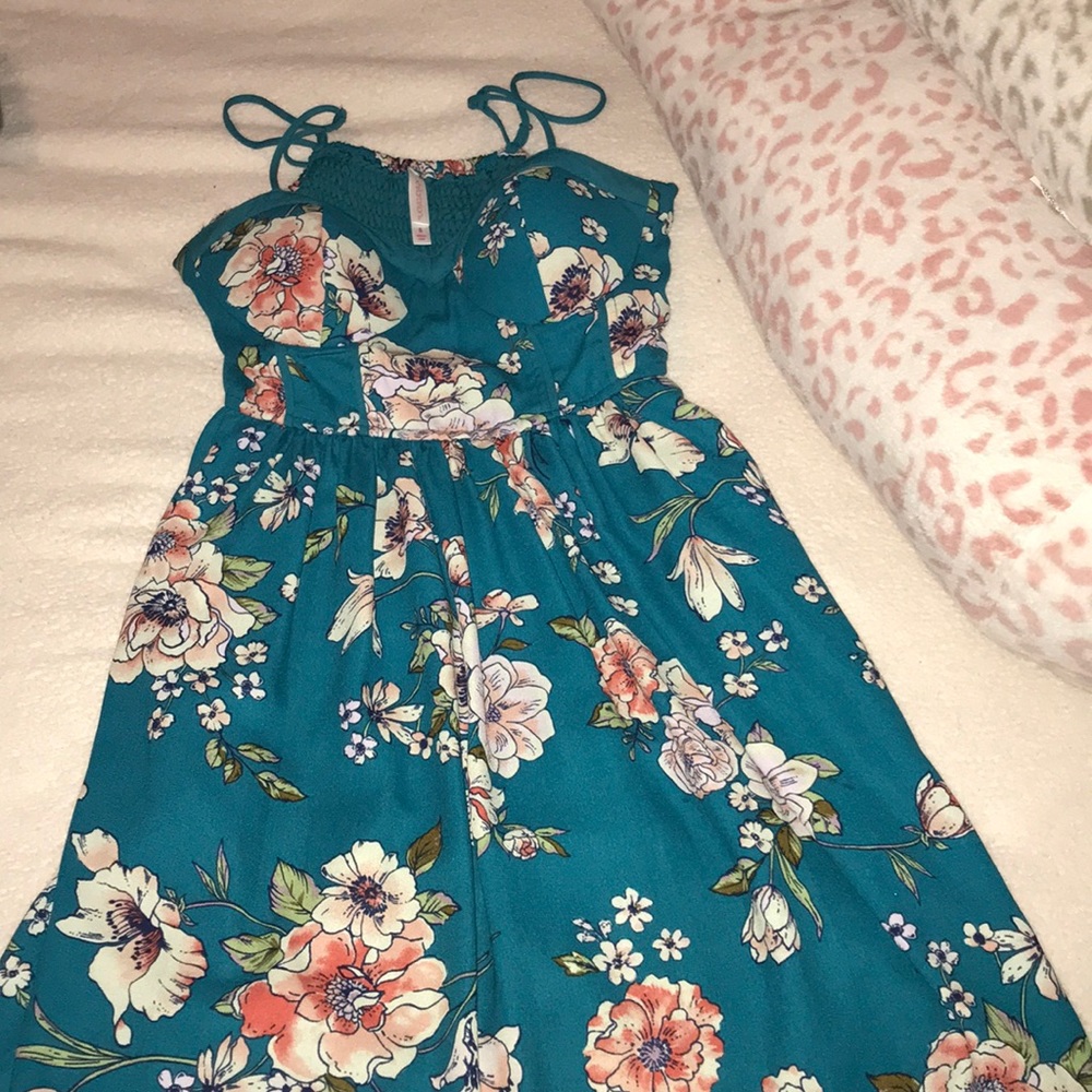 Teal floral sundress